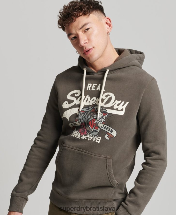Superdry muži Výpravná mikina s vintage logom 6B4ZTR535 oblečenie tmavošedý