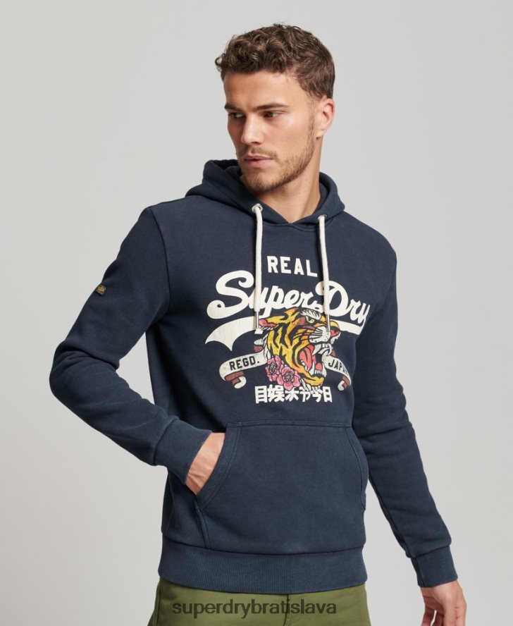 Superdry muži Výpravná mikina s vintage logom 6B4ZTR568 oblečenie námorníctvo