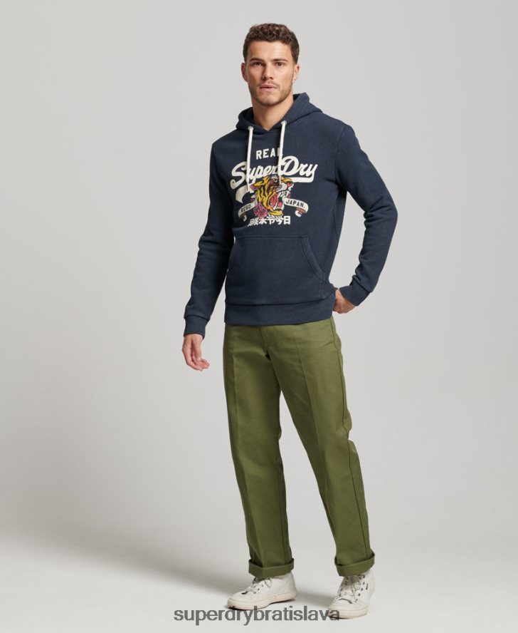Superdry muži Výpravná mikina s vintage logom 6B4ZTR568 oblečenie námorníctvo