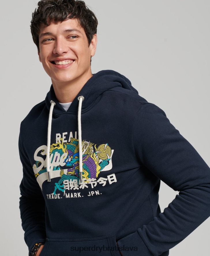 Superdry muži Výpravná mikina s vintage logom 6B4ZTR697 oblečenie námorníctvo