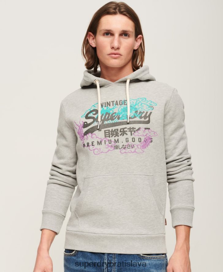 Superdry muži Výpravná mikina s vintage logom 6B4ZTR855 oblečenie sivá