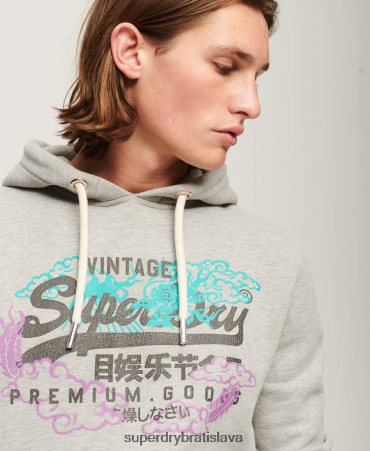 Superdry muži Výpravná mikina s vintage logom 6B4ZTR855 oblečenie sivá