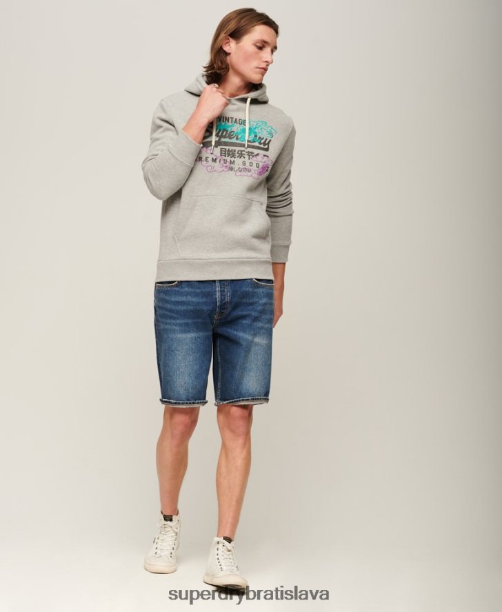 Superdry muži Výpravná mikina s vintage logom 6B4ZTR855 oblečenie sivá