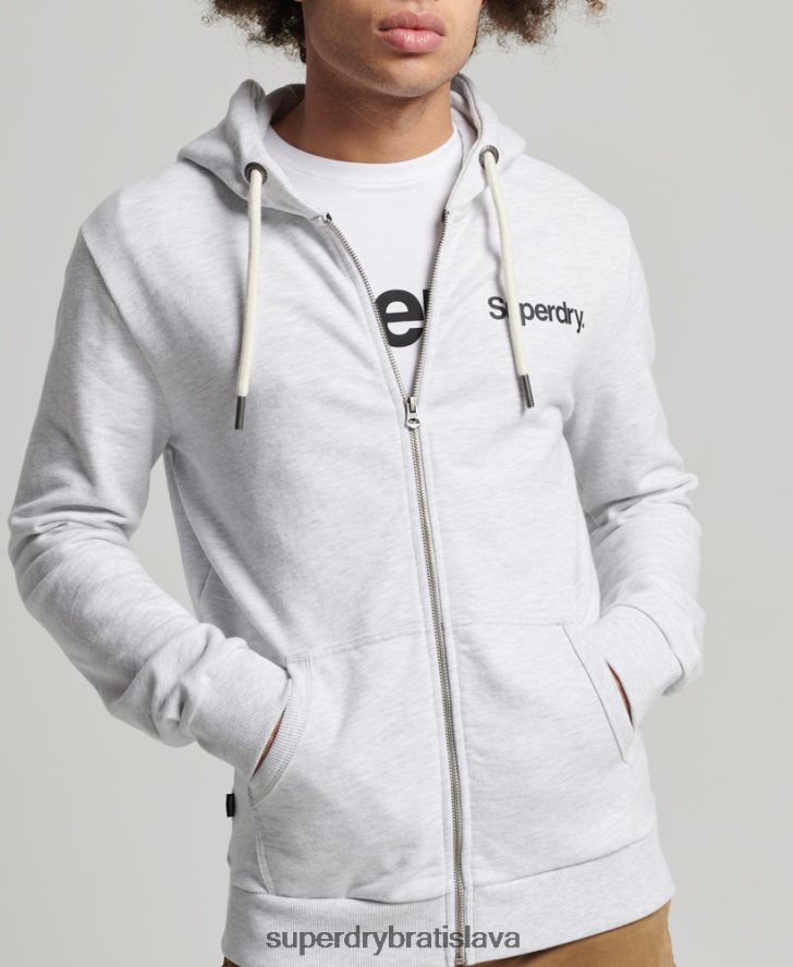Superdry muži Vintage core logo klasická mikina na zips 6B4ZTR5150 oblečenie svetlo šedá