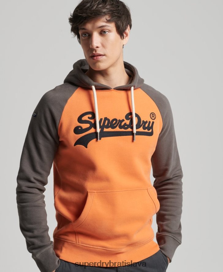 Superdry muži Vintage logo americká klasika raglánová mikina s kapucňou 6B4ZTR832 oblečenie oranžová