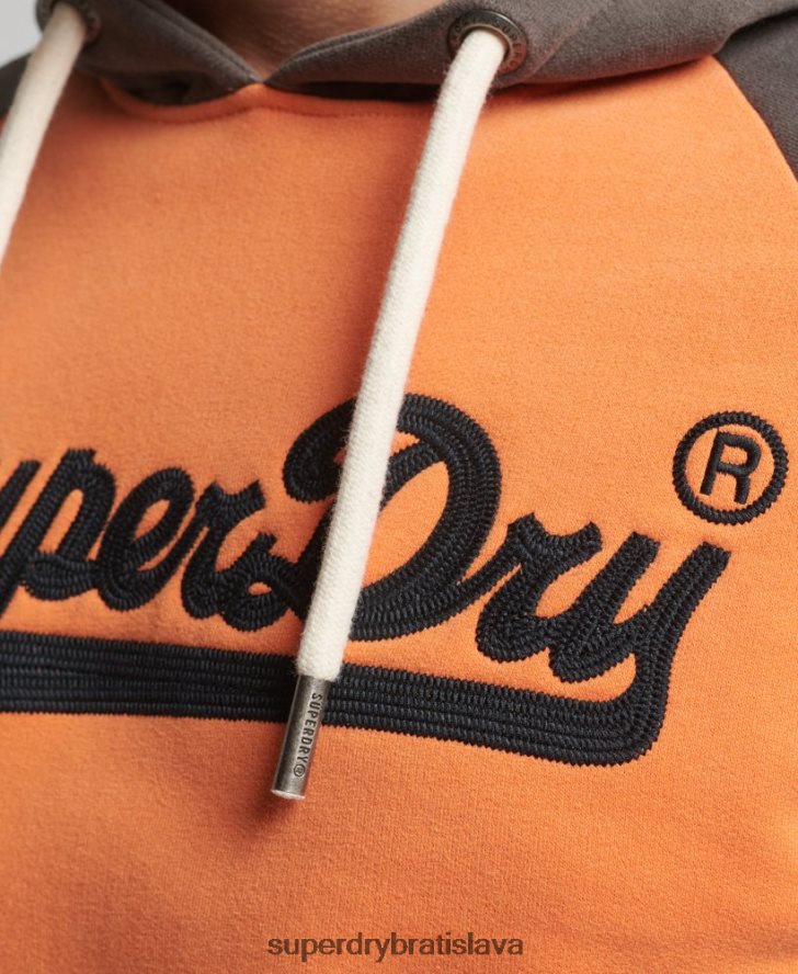 Superdry muži Vintage logo americká klasika raglánová mikina s kapucňou 6B4ZTR832 oblečenie oranžová