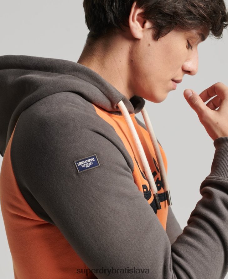 Superdry muži Vintage logo americká klasika raglánová mikina s kapucňou 6B4ZTR832 oblečenie oranžová
