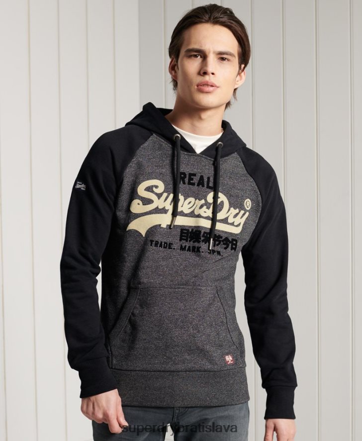 Superdry muži Vintage logo duo raglánová loopback mikina 6B4ZTR873 oblečenie tmavošedý