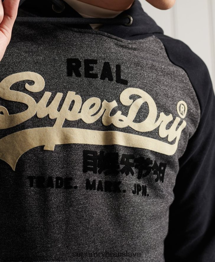 Superdry muži Vintage logo duo raglánová loopback mikina 6B4ZTR873 oblečenie tmavošedý