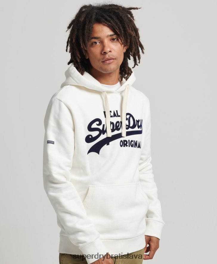 Superdry muži Vintage logo sóda s kapucňou 6B4ZTR763 oblečenie biely