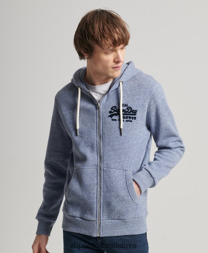 Superdry muži Vintage logo tónovaná mikina na zips 6B4ZTR39 oblečenie Modrá