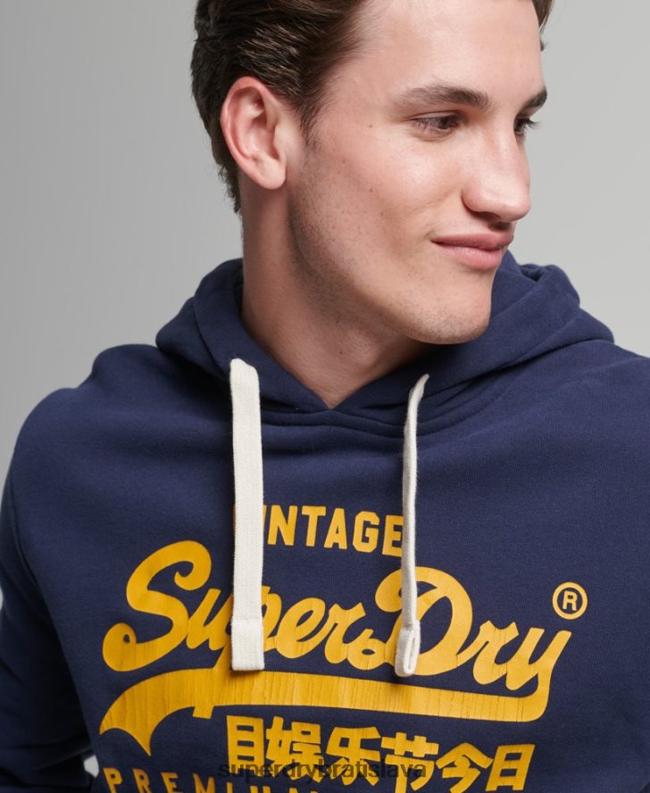 Superdry muži Vintage mikina s logom 6B4ZTR5045 oblečenie námorníctvo
