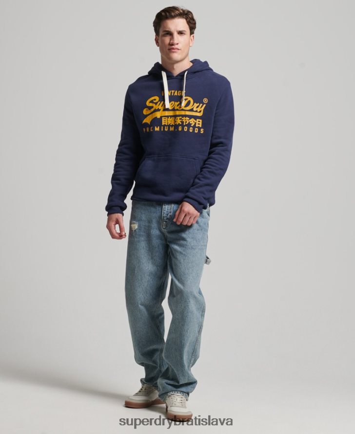 Superdry muži Vintage mikina s logom 6B4ZTR5045 oblečenie námorníctvo