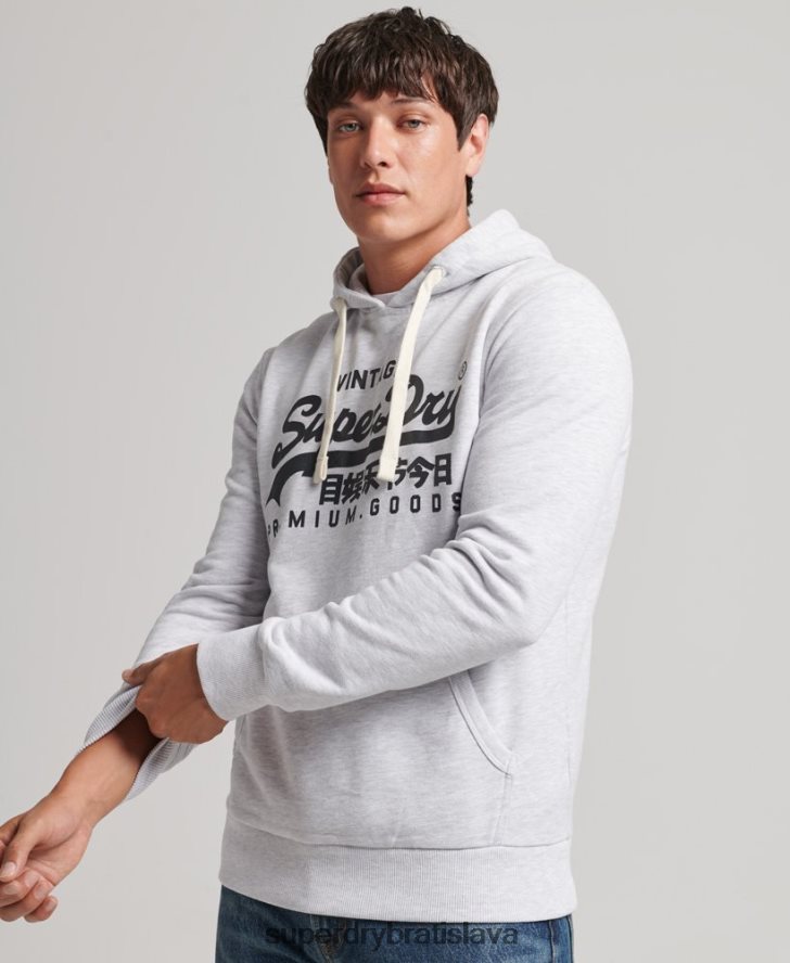 Superdry muži Vintage mikina s logom 6B4ZTR853 oblečenie svetlo šedá