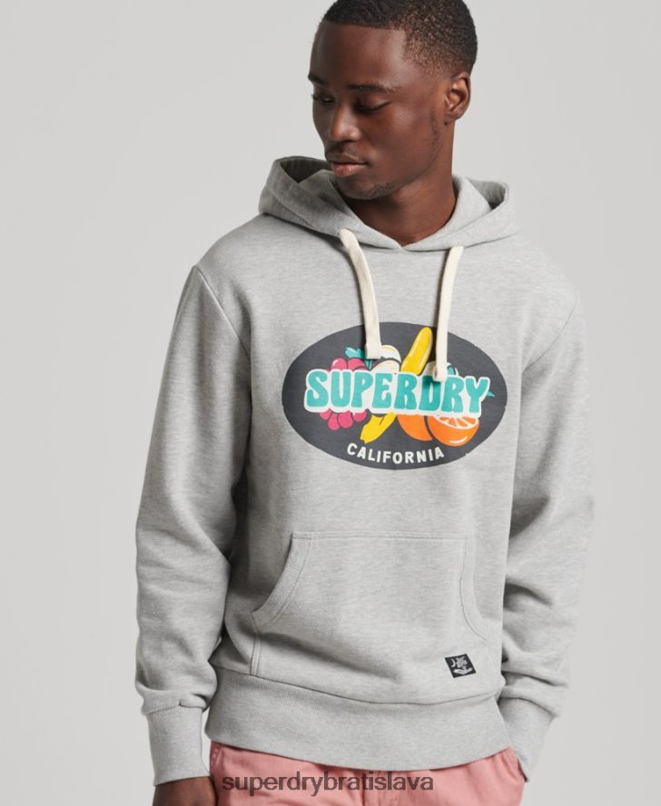 Superdry muži Vintage surf ranchero mikina s kapucňou 6B4ZTR839 oblečenie svetlo šedá