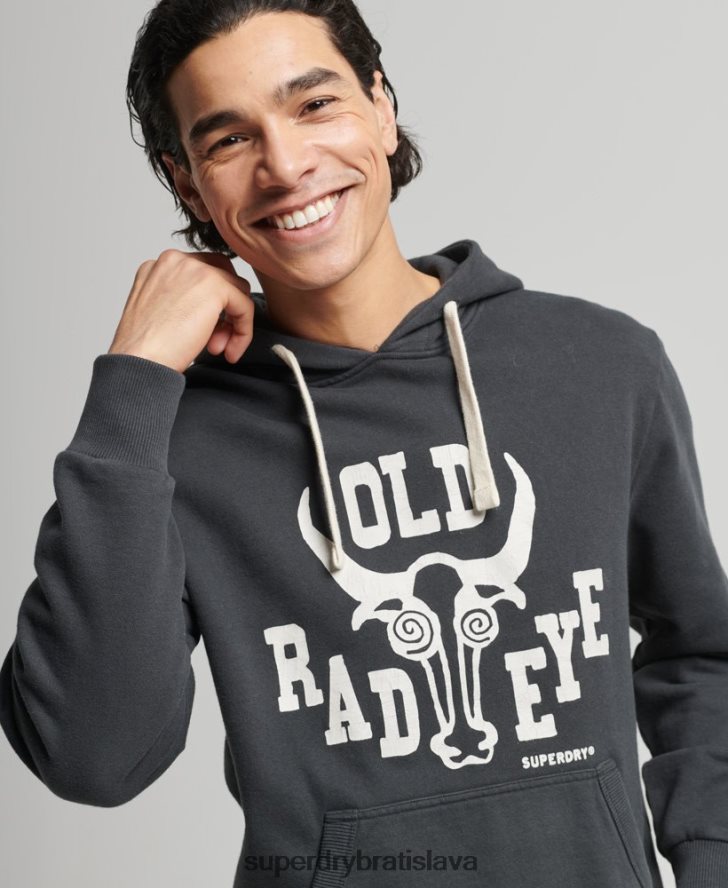 Superdry muži Vintage surf ranchero mikina s kapucňou 6B4ZTR860 oblečenie tmavošedý