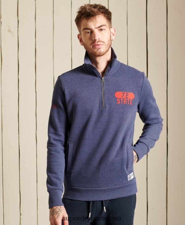 Superdry muži atletický top s polovičným zipsom 6B4ZTR823 oblečenie Modrá