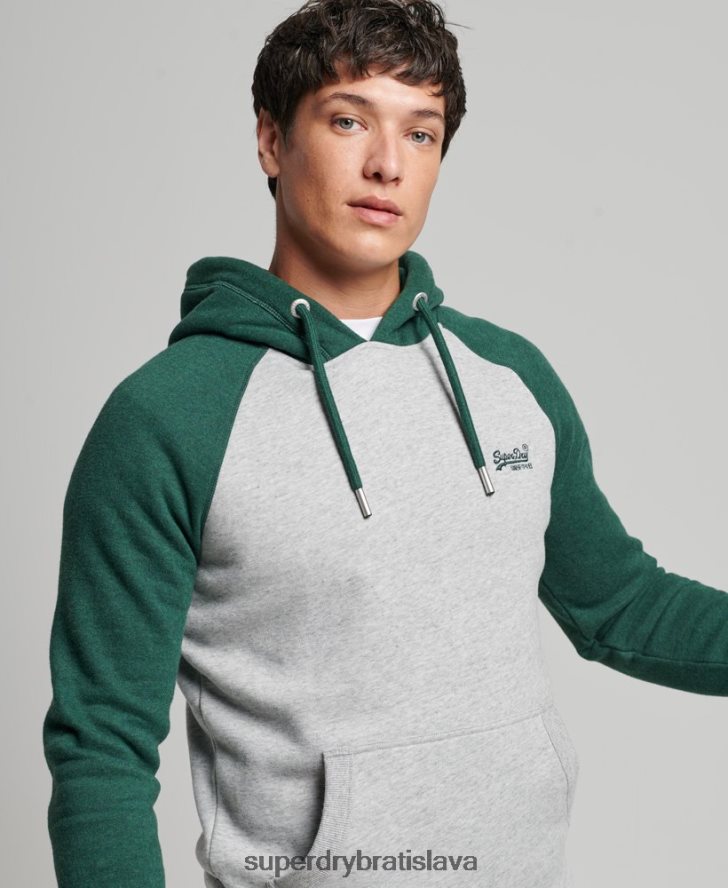 Superdry muži baseballová mikina s vintage logom 6B4ZTR576 oblečenie zelená