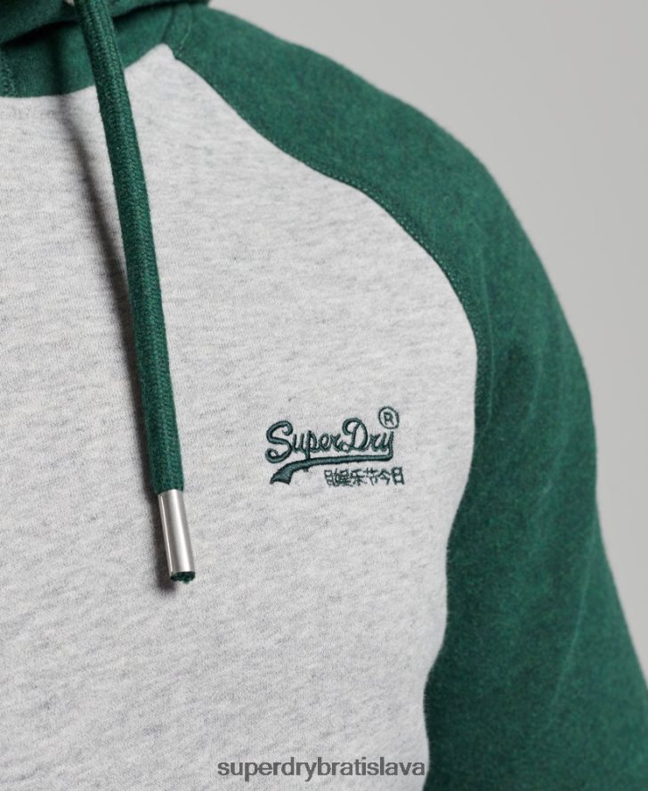 Superdry muži baseballová mikina s vintage logom 6B4ZTR576 oblečenie zelená