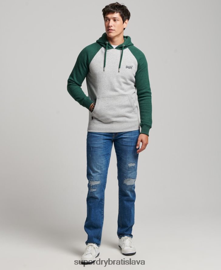Superdry muži baseballová mikina s vintage logom 6B4ZTR576 oblečenie zelená