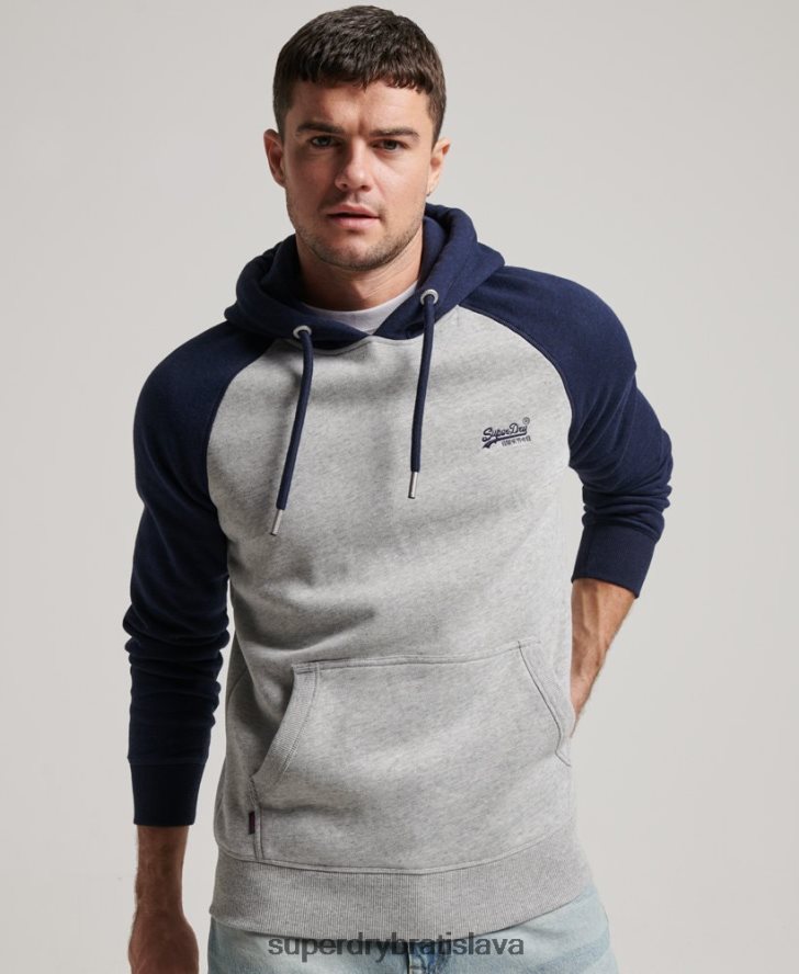 Superdry muži baseballová mikina s vintage logom 6B4ZTR689 oblečenie sivá