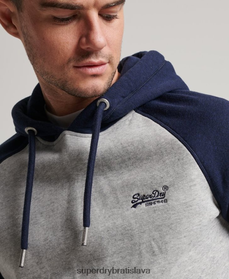 Superdry muži baseballová mikina s vintage logom 6B4ZTR689 oblečenie sivá