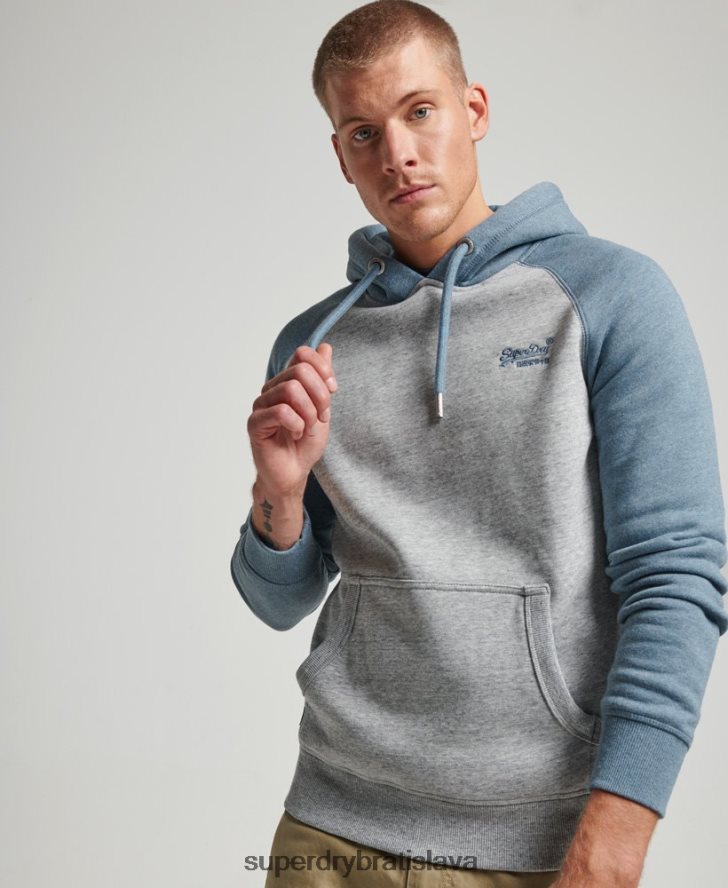 Superdry muži baseballová mikina s vintage logom 6B4ZTR766 oblečenie sivá