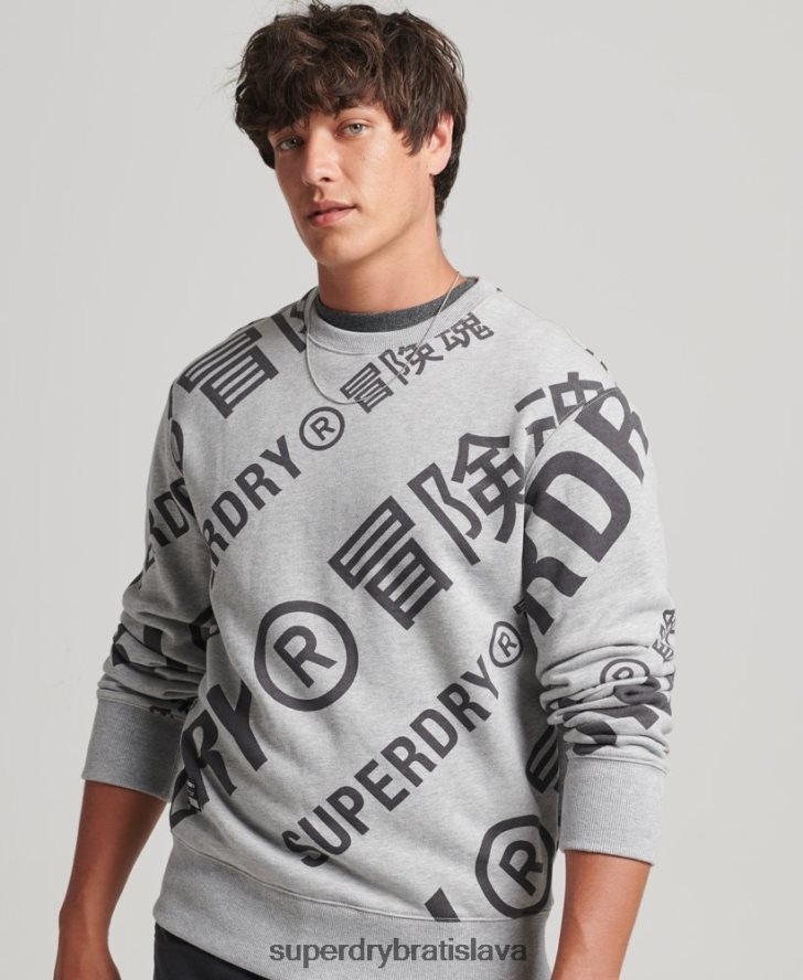 Superdry muži celoplošná voľná mikina s logom 6B4ZTR741 oblečenie sivá