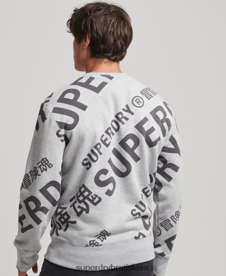 Superdry muži celoplošná voľná mikina s logom 6B4ZTR741 oblečenie sivá
