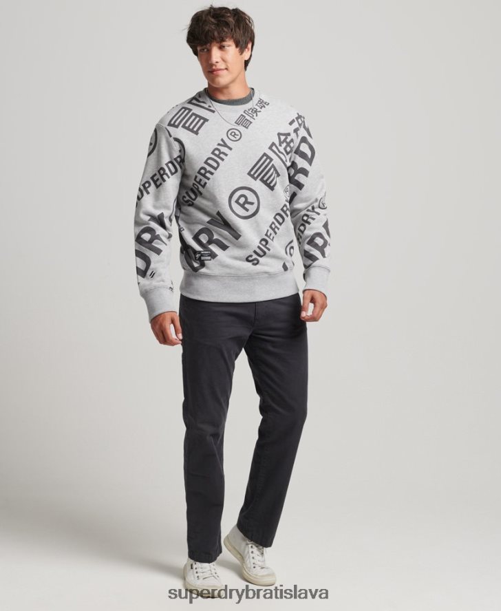 Superdry muži celoplošná voľná mikina s logom 6B4ZTR741 oblečenie sivá