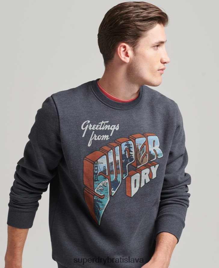 Superdry muži cestovná nálepka posádková mikina 6B4ZTR510 oblečenie námorníctvo