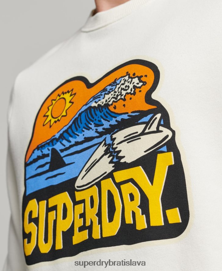 Superdry muži cestovná nálepka posádková mikina 6B4ZTR542 oblečenie biely
