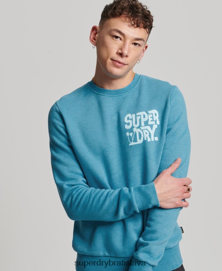 Superdry muži cestovná nálepka posádková mikina 6B4ZTR589 oblečenie Modrá