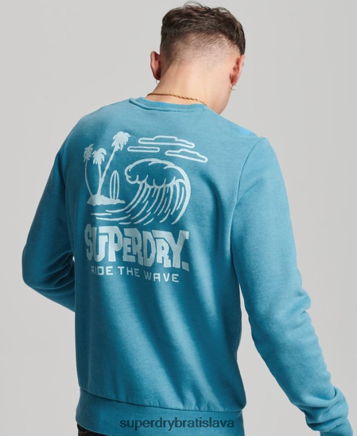Superdry muži cestovná nálepka posádková mikina 6B4ZTR589 oblečenie Modrá