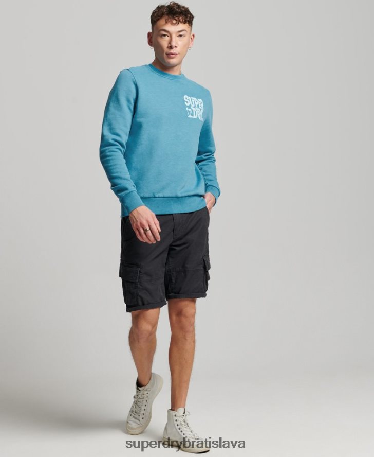 Superdry muži cestovná nálepka posádková mikina 6B4ZTR589 oblečenie Modrá