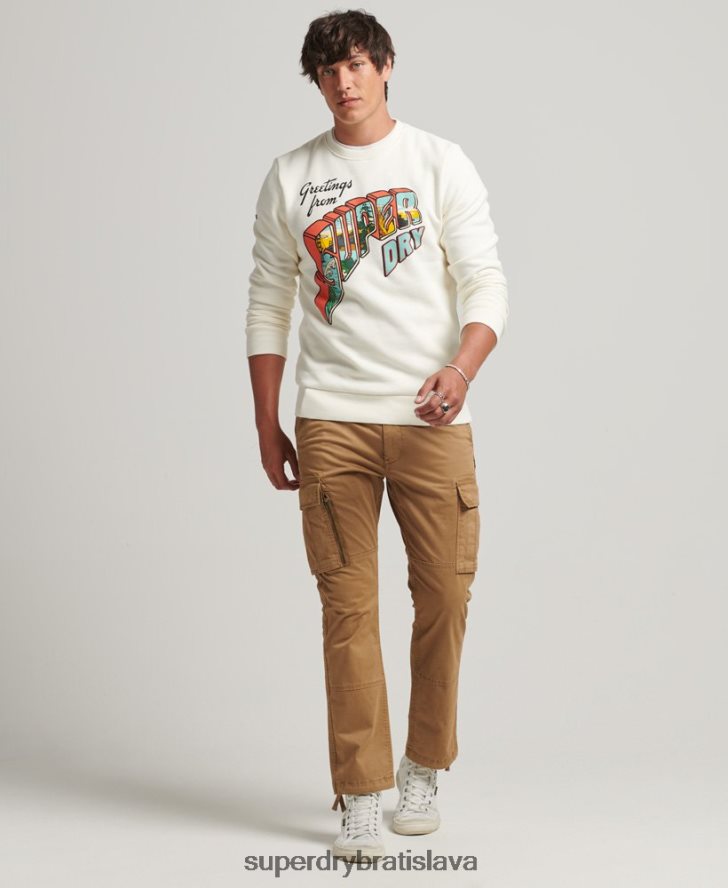 Superdry muži cestovná pohľadnicová grafická mikina 6B4ZTR5141 oblečenie krém