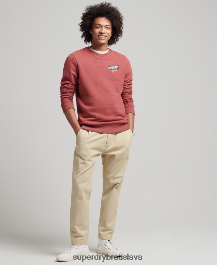 Superdry muži cestovná pohľadnicová grafická mikina 6B4ZTR758 oblečenie červená