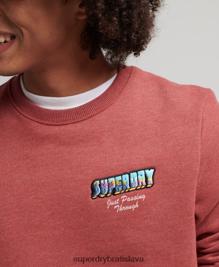 Superdry muži cestovná pohľadnicová grafická mikina 6B4ZTR758 oblečenie červená