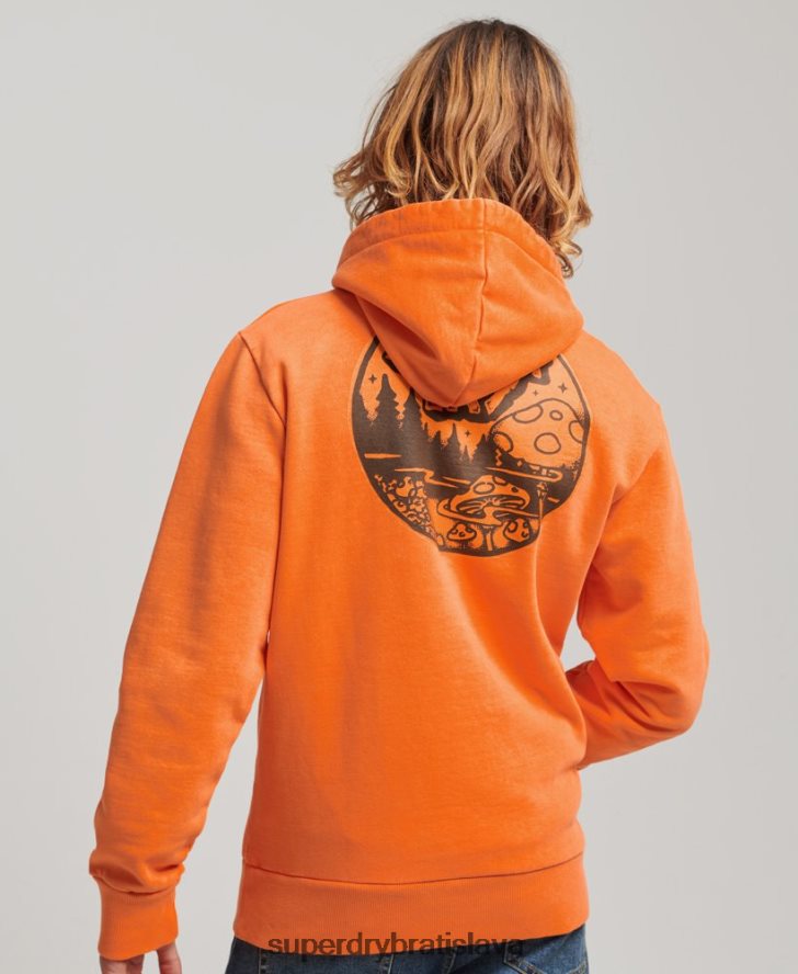 Superdry muži do lesa grafická mikina s kapucňou 6B4ZTR707 oblečenie oranžová