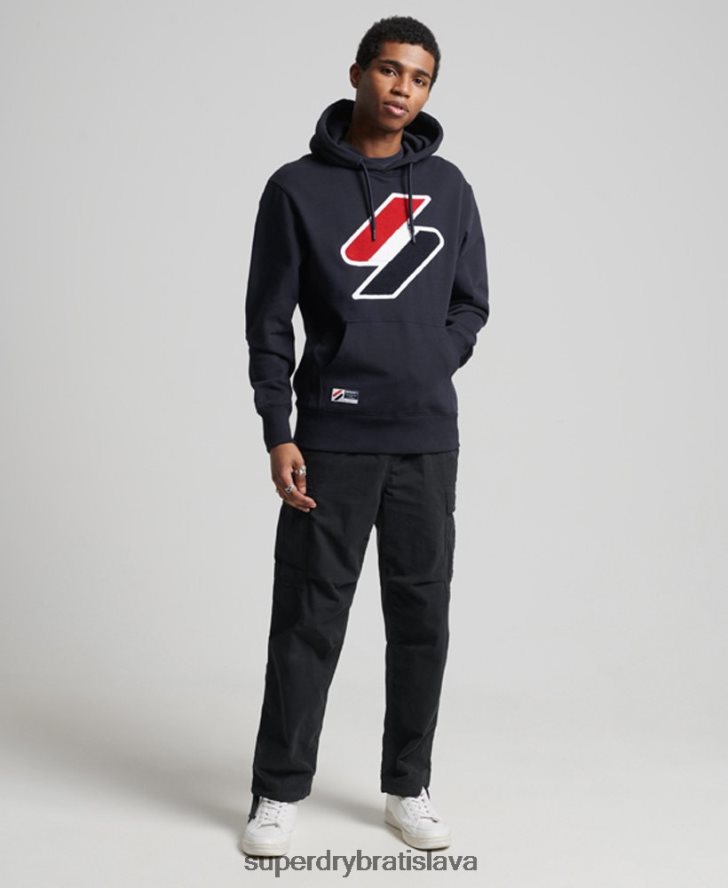 Superdry muži šenilová mikina s logom kódu 6B4ZTR5216 oblečenie námorníctvo