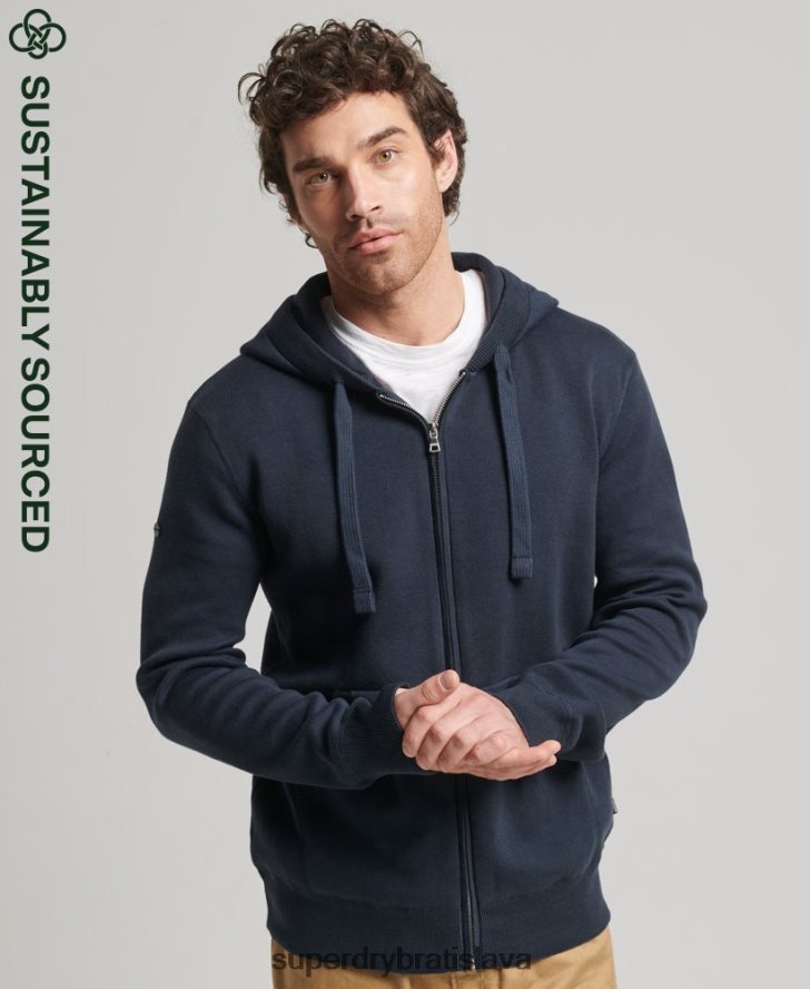 Superdry muži esenciálna mikina na zips z organickej bavlny 6B4ZTR5266 oblečenie námorníctvo