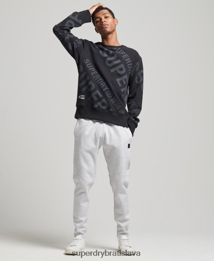 Superdry muži hlavné logo po celej potlači mikiny 6B4ZTR5802 oblečenie čierna