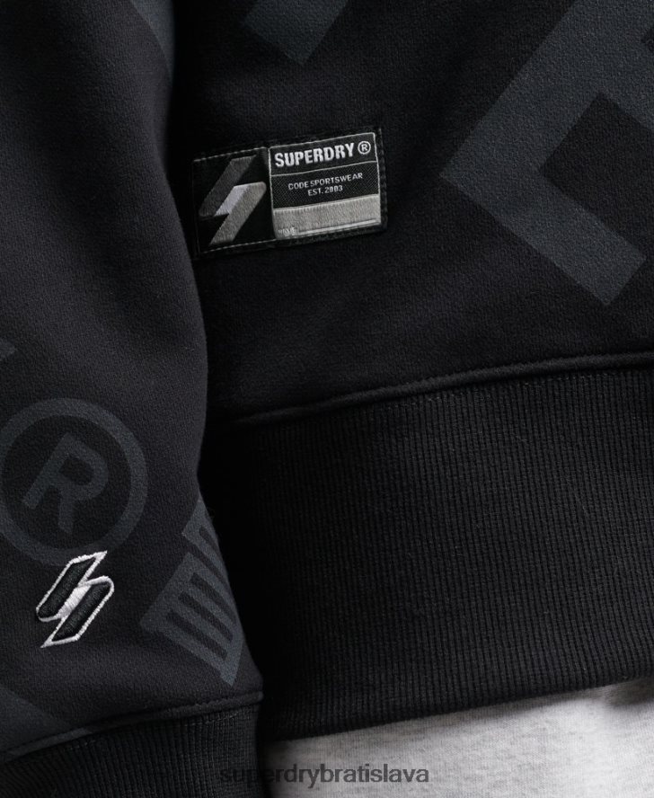 Superdry muži hlavné logo po celej potlači mikiny 6B4ZTR5802 oblečenie čierna