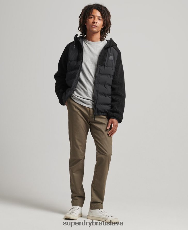 Superdry muži horská fleecová mikina s hybridným zipsom 6B4ZTR5015 oblečenie čierna
