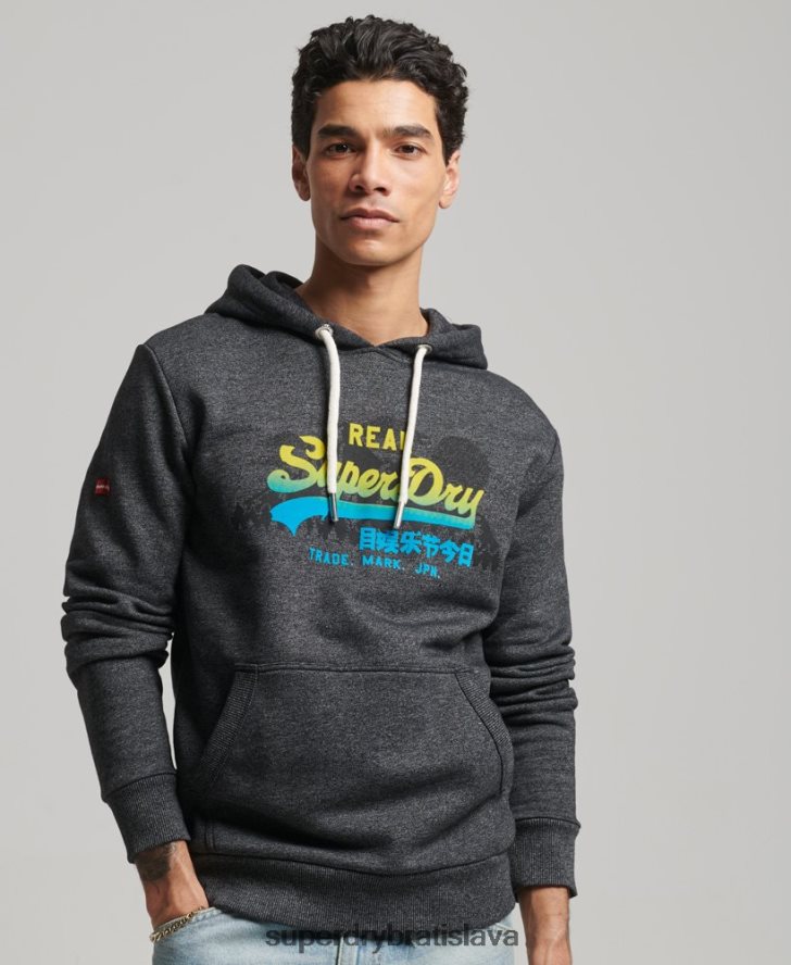 Superdry muži horská mikina s vintage logom 6B4ZTR728 oblečenie čierna
