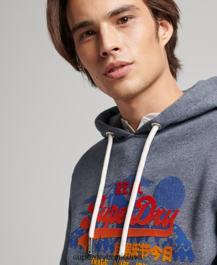 Superdry muži horská mikina s vintage logom 6B4ZTR729 oblečenie námorníctvo