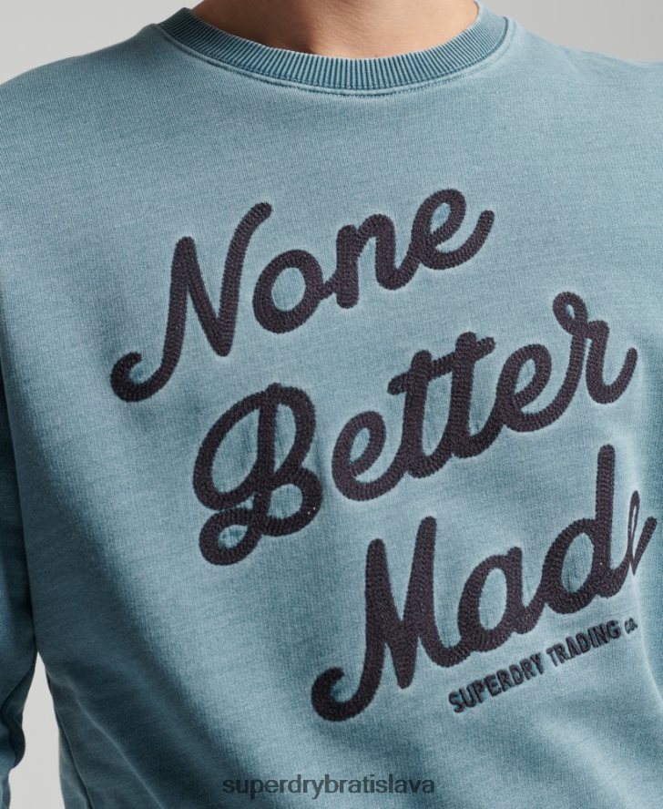 Superdry muži indigová mikina v štýle vintage script 6B4ZTR5018 oblečenie svetlo modrá