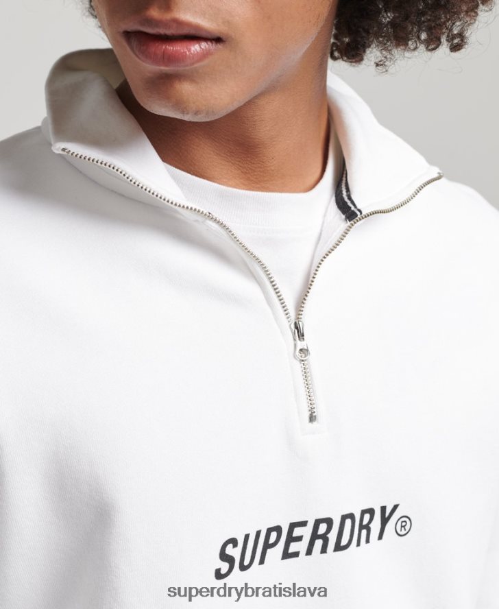 Superdry muži kód core sport mikina na polovičný zips 6B4ZTR5182 oblečenie biely