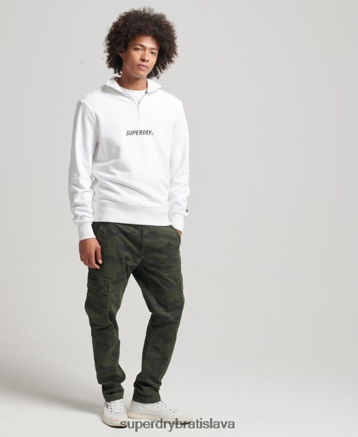 Superdry muži kód core sport mikina na polovičný zips 6B4ZTR5182 oblečenie biely