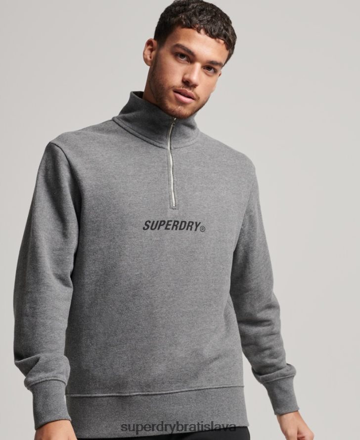 Superdry muži kód core sport mikina na polovičný zips 6B4ZTR757 oblečenie tmavošedý